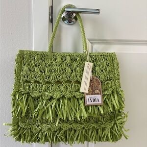 Green Straw Tote Bag